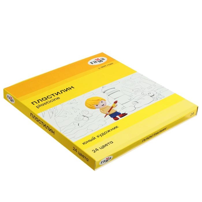 Пластилин 24 цвета 336 г, Гамма  Пластилин 24 цвета 336 г, Гамма "Юный художник", со стеком, картонная упаковка 170820201