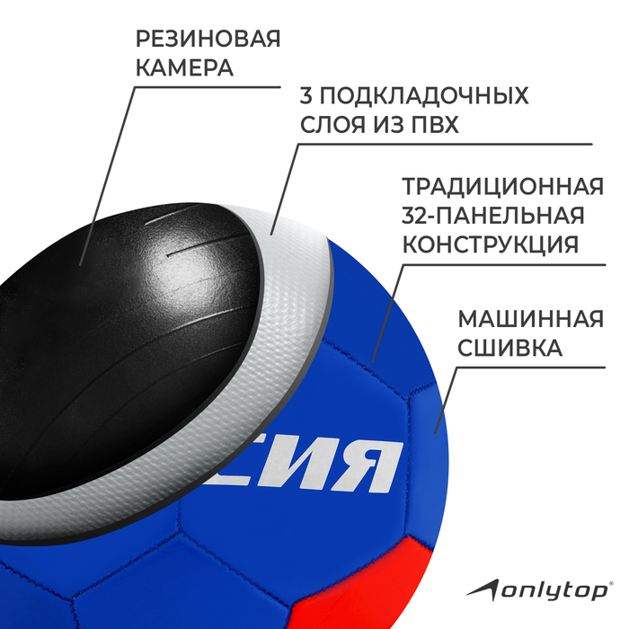 Футбольный мяч ONLYTOP «Россия», машинная сшивка, 32 панели, р. 5, PVC Футбольный мяч ONLYTOP «Россия», машинная сшивка, 32 панели, р. 5, PVC
