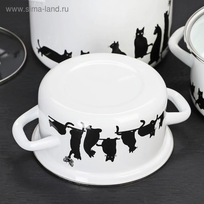 Набор кастрюль &laquo;Кошечки&raquo;, 3 предмета: 1,5 л, 2,3 л, 5 л, индукция