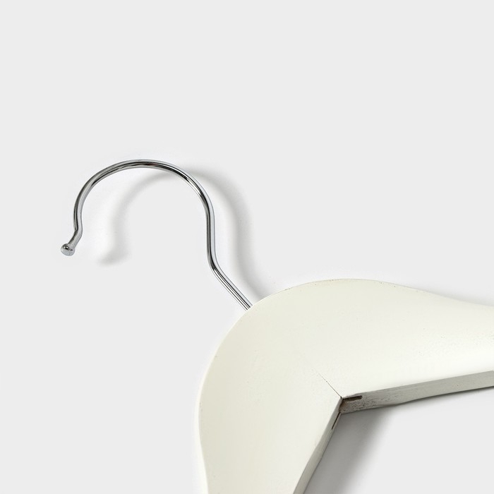 Плечики - вешалки для одежды Доляна, 44,5×23 см, 3 шт, с перекладиной, широкие плечики, деревянные сорт B, цвет белый Плечики - вешалки для одежды Доляна, 44,5×23 см, 3 шт, с перекладиной, широкие плечики, деревянные сорт B, цвет белый