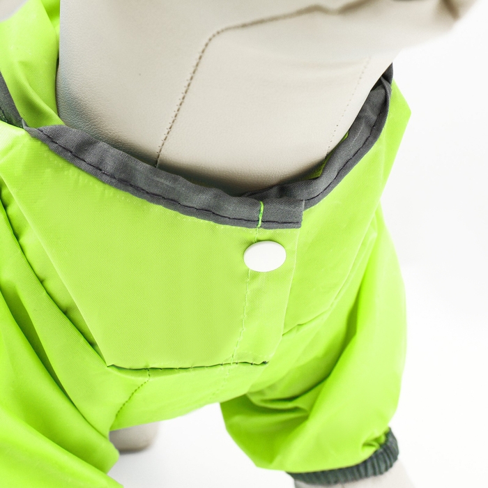 Комбинезон для собак, демисезонный с козырьком, размер S (ДС 28, Ог 41, ОШ 31 см), зелёный Комбинезон для собак, демисезонный с козырьком, размер S (ДС 28, Ог 41, ОШ 31 см), зелёный