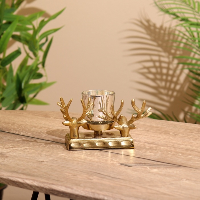 Подсвечник "Олени" алюминий 17х11х10 см