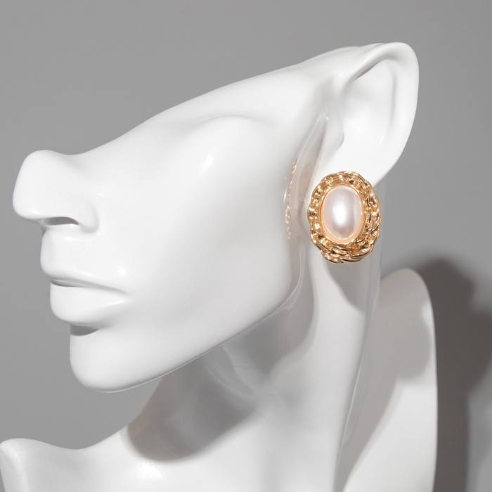 Серьги с жемчугом &laquo;Абстракция&raquo; зеркало, цвет золото