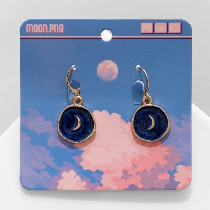 Серьги эмаль «Искусство» полумесяц, цвет синий в золоте Серьги эмаль «Искусство» полумесяц, цвет синий в золоте
