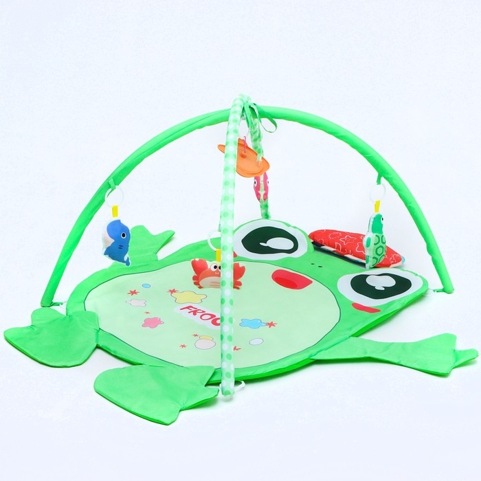 Развивающий коврик с дугами «Лягушонок», 4 игрушки, зеркало, размер 78х69 см, Крошка Я Развивающий коврик с дугами «Лягушонок», 4 игрушки, зеркало, размер 78х69 см, Крошка Я