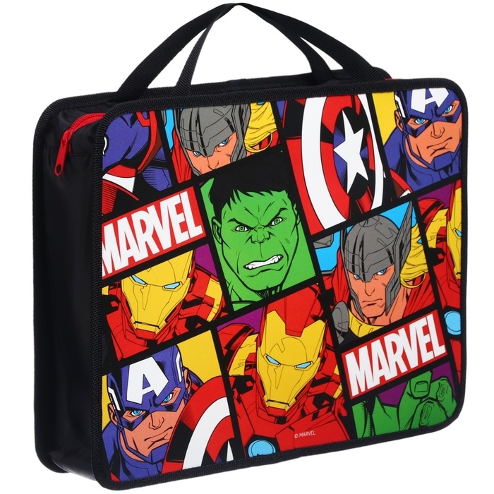 Папка пластиковая с ручками А4, на молнии, 75х330х260 мм, Мстители Папка пластиковая с ручками А4, на молнии, 75х330х260 мм, Мстители