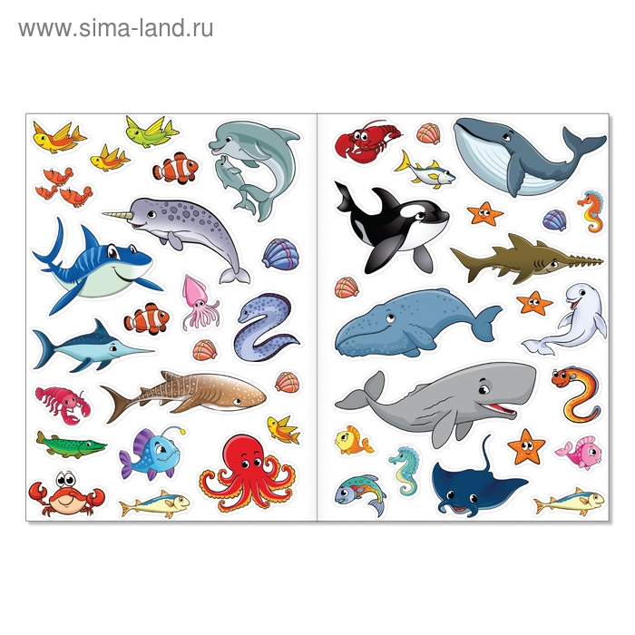 Наклейки многоразовые «Морские животные», формат А4 Наклейки многоразовые «Морские животные», формат А4