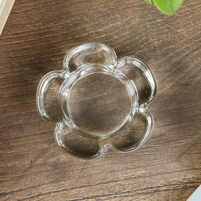 Подсвечник стекло на 1 свечу Подсвечник стекло на 1 свечу "Цветок" прозрачный 2,5х6,5х6,5 см