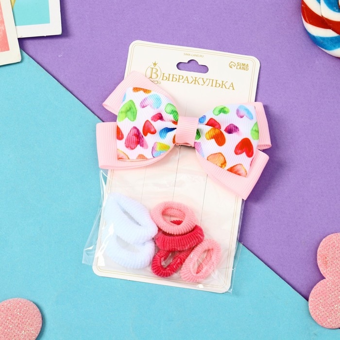 Набор для волос Набор для волос "Сьюзи" (зажим 8 см, 6 резинок 2,5 см) сердца