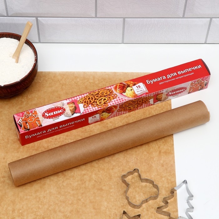 Пергамент силиконизированный, коричневый, жиростойкий, 38 х 42 см, 15 листов Пергамент силиконизированный, коричневый, жиростойкий, 38 х 42 см, 15 листов