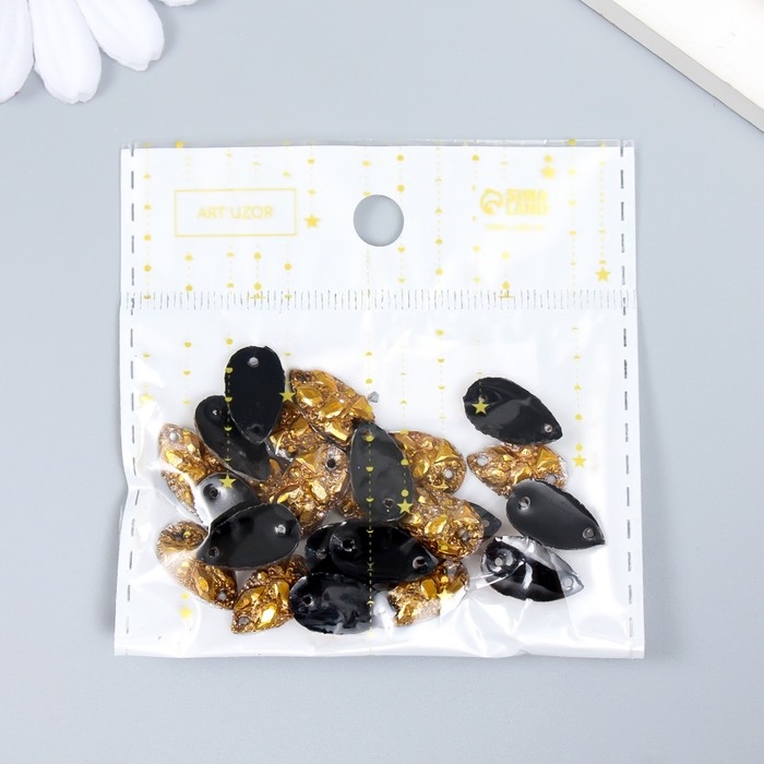 Декор для творчества пластик пришивной Декор для творчества пластик пришивной "Капля. Золотая поталь" набор 24 шт 1,6х0,9 см