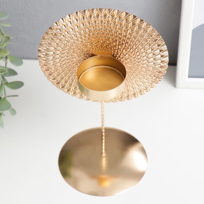 Подсвечник металл на 1 свечу Подсвечник металл на 1 свечу "Этнический круг" золото 25,5х13,5х11 см