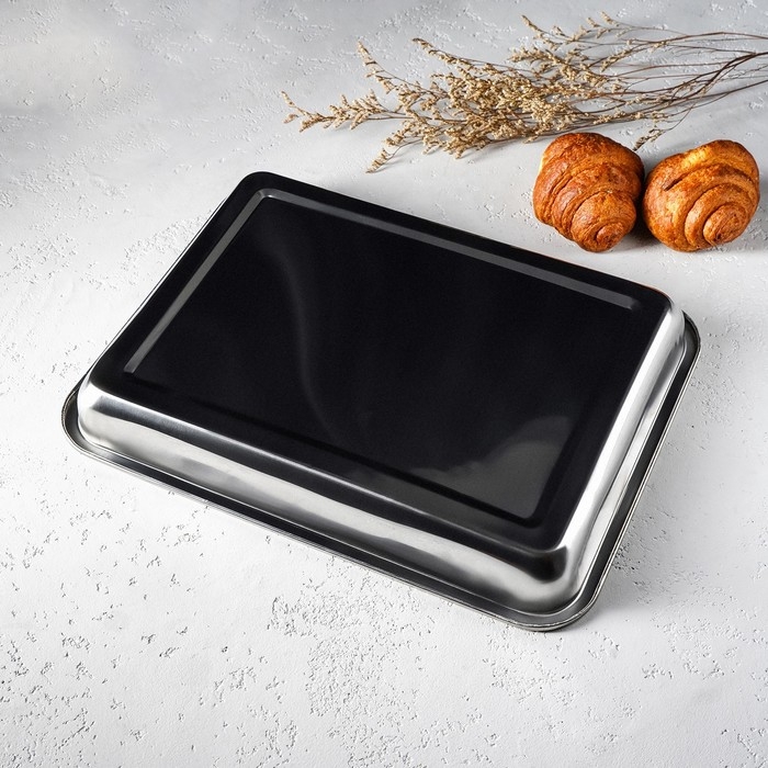 Противень из нержавеющей стали, 3,8 л, 39,5×29×5,5 см, цвет хромированный Противень из нержавеющей стали, 3,8 л, 39,5×29×5,5 см, цвет хромированный