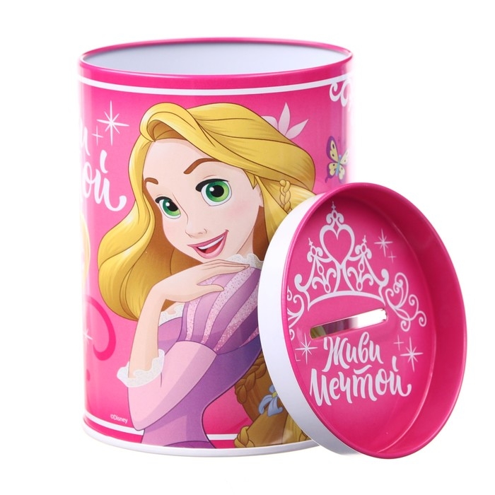 Копилка металлическая, 7,5 см х 7,5 см х 10,3 см Копилка металлическая, 7,5 см х 7,5 см х 10,3 см "Живи мечтой", Принцессы