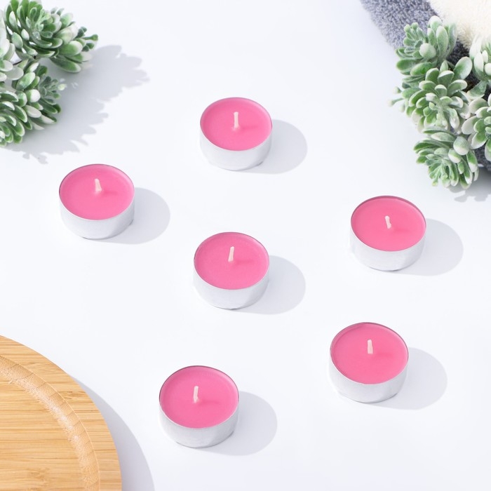 Набор чайных свечей ароматических в термоусадке Набор чайных свечей ароматических в термоусадке "Пион", 3,8х1,6 см, 3,5 ч, 12 г, 20 штук