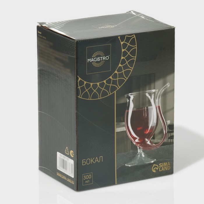 Бокал для вина стеклянный Magistro &laquo;Пантера&raquo;, 300 мл, 11&times;7,5 см, с трубочкой