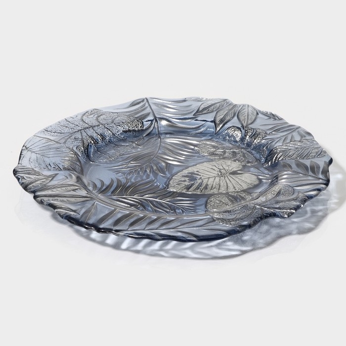 Тарелка стеклянная «Арабис», d=21,5 см, цвет голубой Тарелка стеклянная «Арабис», d=21,5 см, цвет голубой