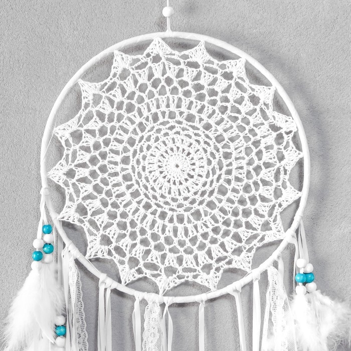 Ловец снов "Макраме - кружево с бусинами и лентами" 85х25 см