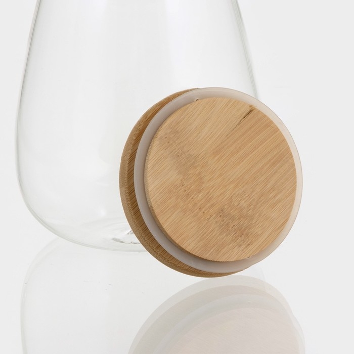 Банка стеклянная для хранения сыпучих продуктов «Эко», 900 мл, 12×14,5 см, с бамбуковой крышкой Банка стеклянная для хранения сыпучих продуктов «Эко», 900 мл, 12×14,5 см, с бамбуковой крышкой