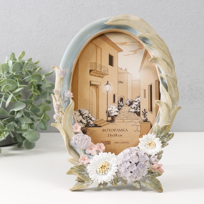 Фоторамка полистоун 13х18 см Фоторамка полистоун 13х18 см "Летний букет" пастельные оттенки 17х2,1х23,4 см