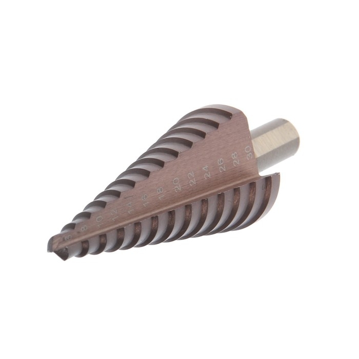 Сверло ступенчатое ТУНДРА, HSS-Co, трехгранный хвостовик, 6 - 30 мм Сверло ступенчатое ТУНДРА, HSS-Co, трехгранный хвостовик, 6 - 30 мм