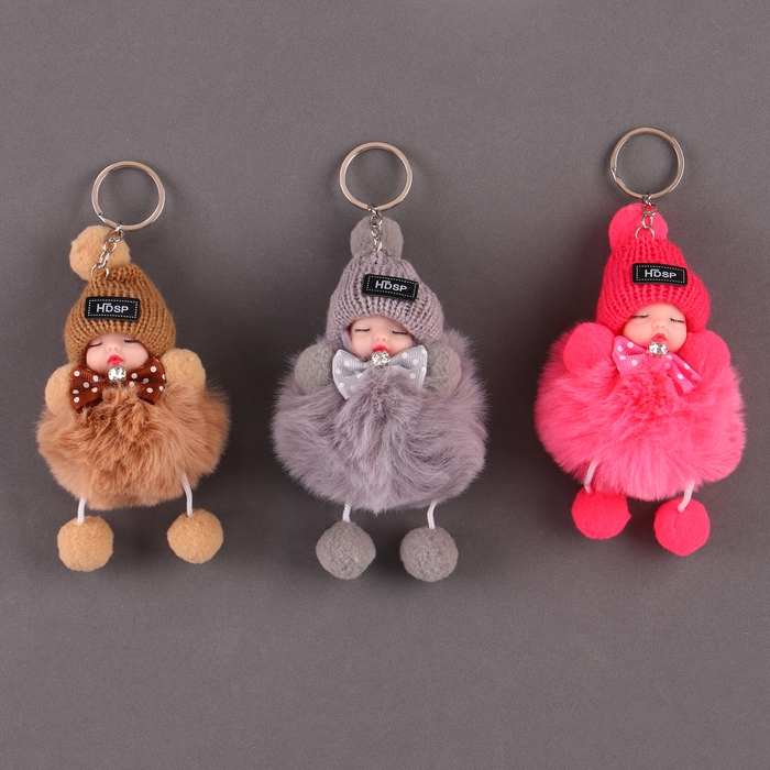Мягкая игрушка &laquo;Кукла&raquo; в шапочке, на брелоке, 11 см, цвет МИКС