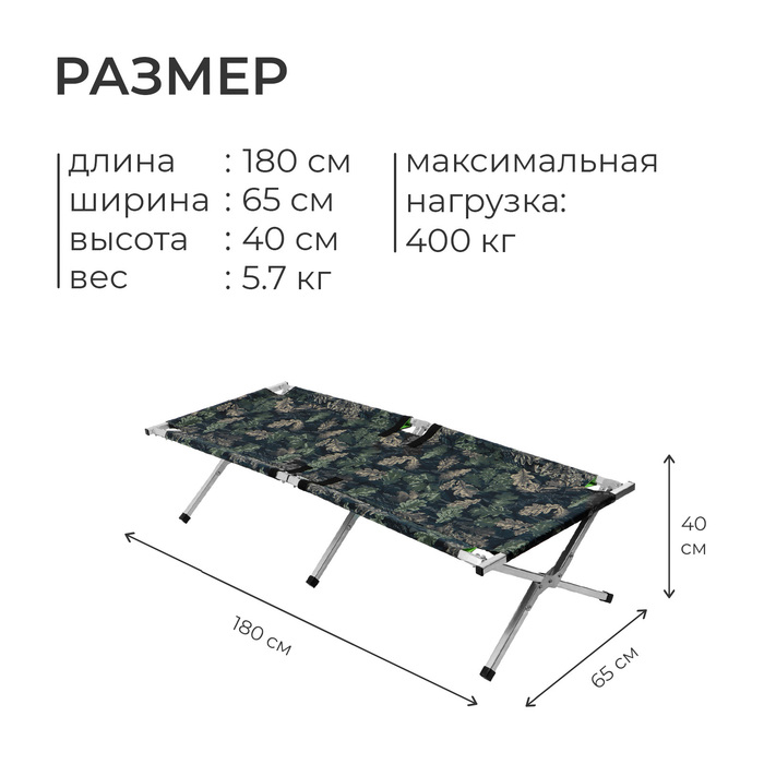 Раскладушка «Медведь», 180 х 65 х 40 см, цвет МИКС Раскладушка «Медведь», 180 х 65 х 40 см, цвет МИКС