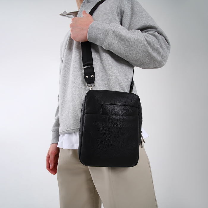 Сумка мужская через плечо TEXTURA, искусственная кожа, цвет чёрный Сумка мужская через плечо TEXTURA, искусственная кожа, цвет чёрный