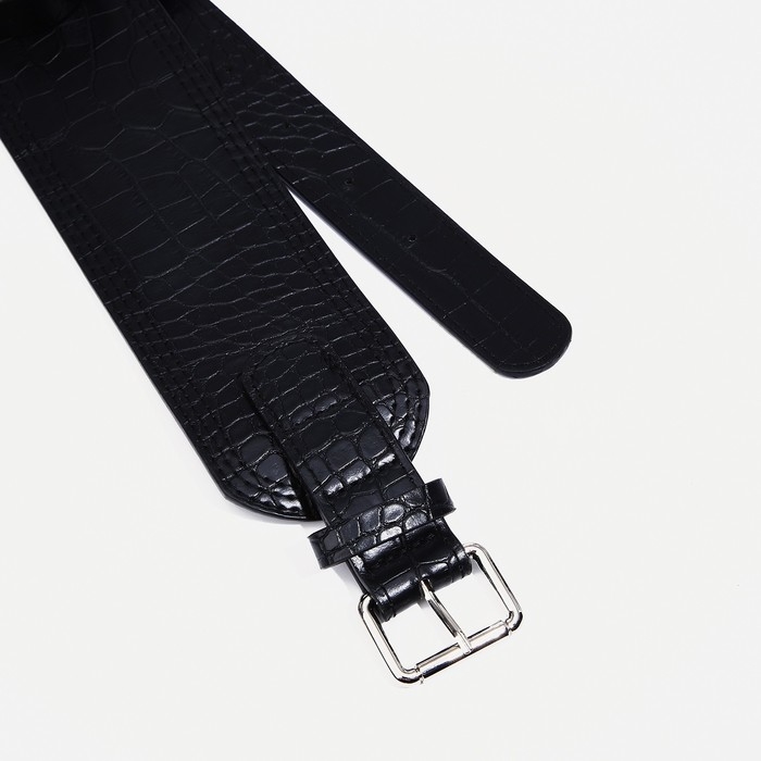 Ремень женский, ширина 6.7 см, пряжка металл, цвет чёрный