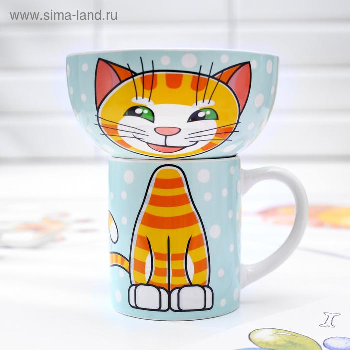 Набор детской посуды из керамики «Рыжий кот», 2 предмета: кружка 200 мл, миска 300 мл Набор детской посуды из керамики «Рыжий кот», 2 предмета: кружка 200 мл, миска 300 мл