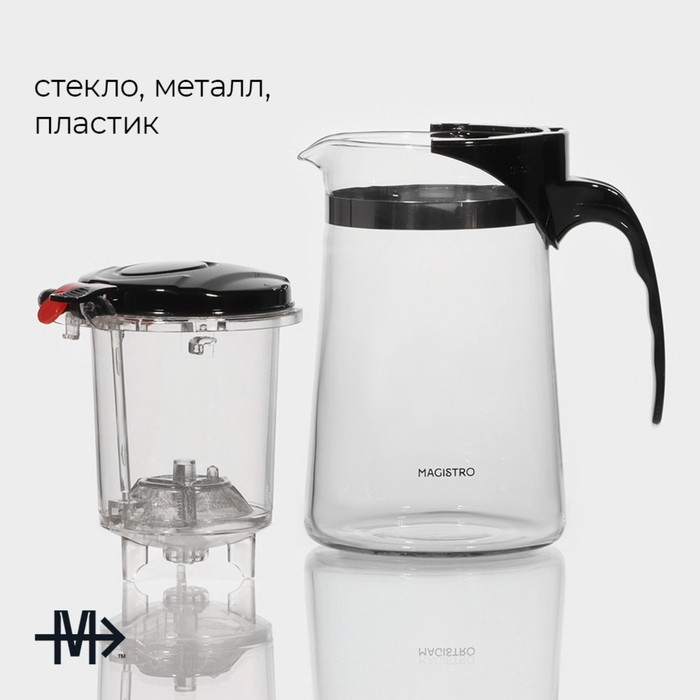 Чайник стеклянный заварочный Magistro «Мантана», 750 мл, с пластиковым ситом Чайник стеклянный заварочный Magistro «Мантана», 750 мл, с пластиковым ситом