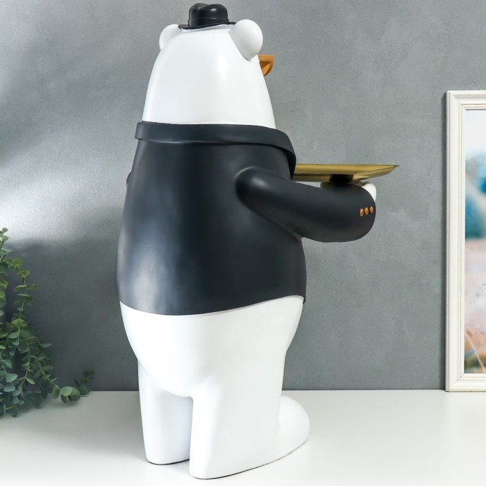 Сувенир полистоун подставка Сувенир полистоун подставка "Белый мишка в чёрном пиджаке, в очках и шляпе" 69х34,5х42,5 см