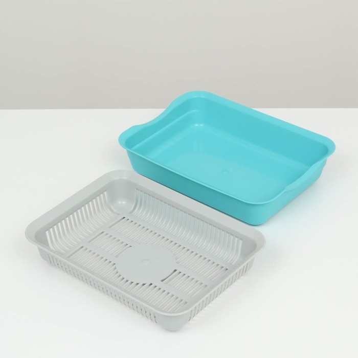 Туалет с сеткой, 35,5х26х7 см, серый/бирюзовый