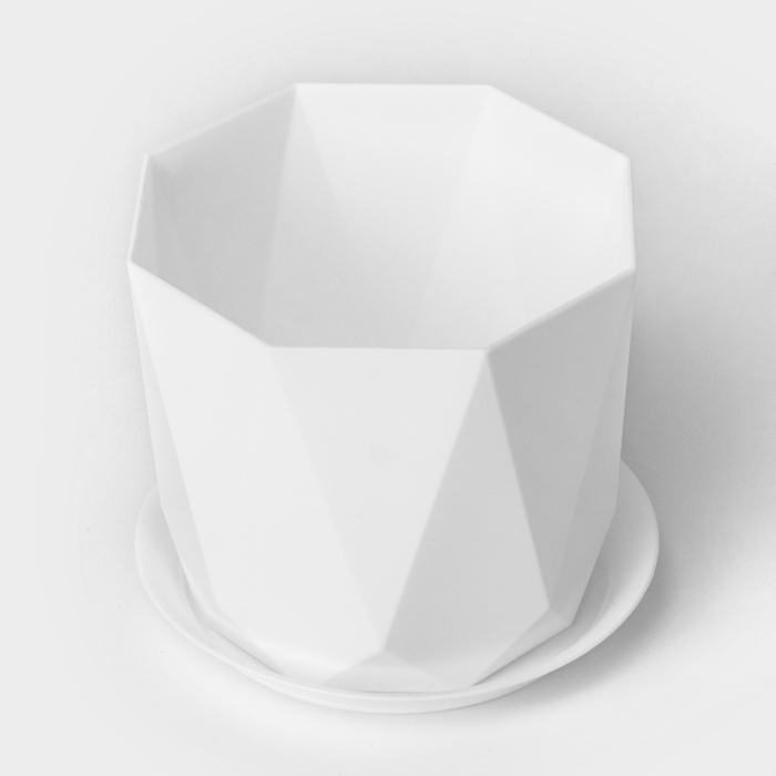 Горшок для цветов с поддоном «Призма», 1 л, цвет белый