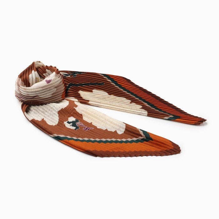 Плиссированный женский платок MINAKU, 70*70, цв.коричневый Плиссированный женский платок MINAKU, 70*70, цв.коричневый