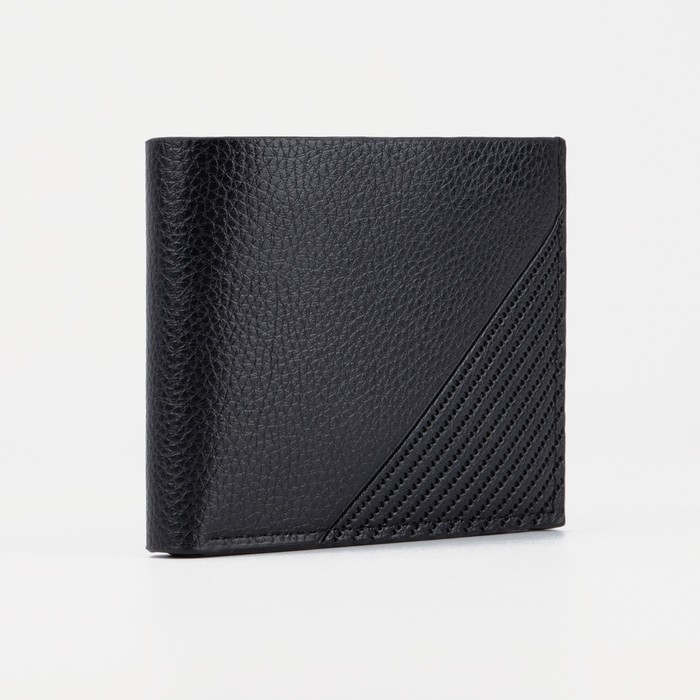 Портмоне мужское без застежки, отдел для купюр, для карт, для монет, цвет чёрный Портмоне мужское без застежки, отдел для купюр, для карт, для монет, цвет чёрный