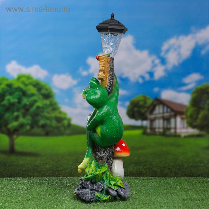 Садовый фонарь  Садовый фонарь "Лягушка с фонарем и табличкой "Привет" 56х26см
