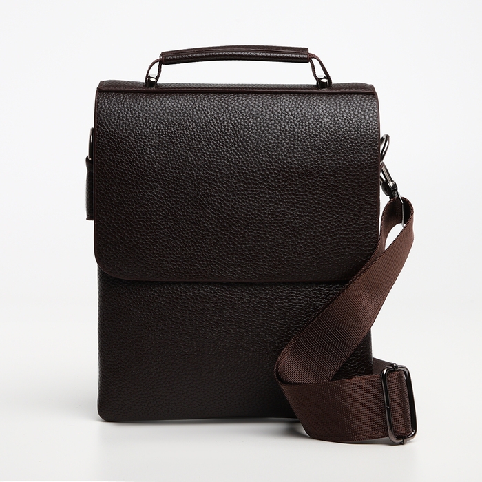 Сумка мужская на клапане TEXTURA, наружный карман, цвет коричневый Сумка мужская на клапане TEXTURA, наружный карман, цвет коричневый