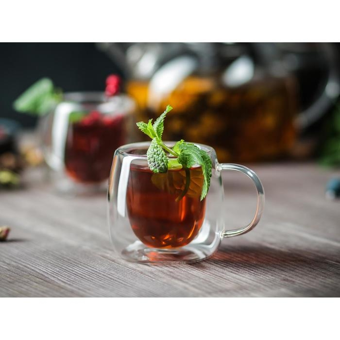 Кружка стеклянная с двойными стенками Magistro «Дуо», 80 мл, 9×7×6,3 см Кружка стеклянная с двойными стенками Magistro «Дуо», 80 мл, 9×7×6,3 см