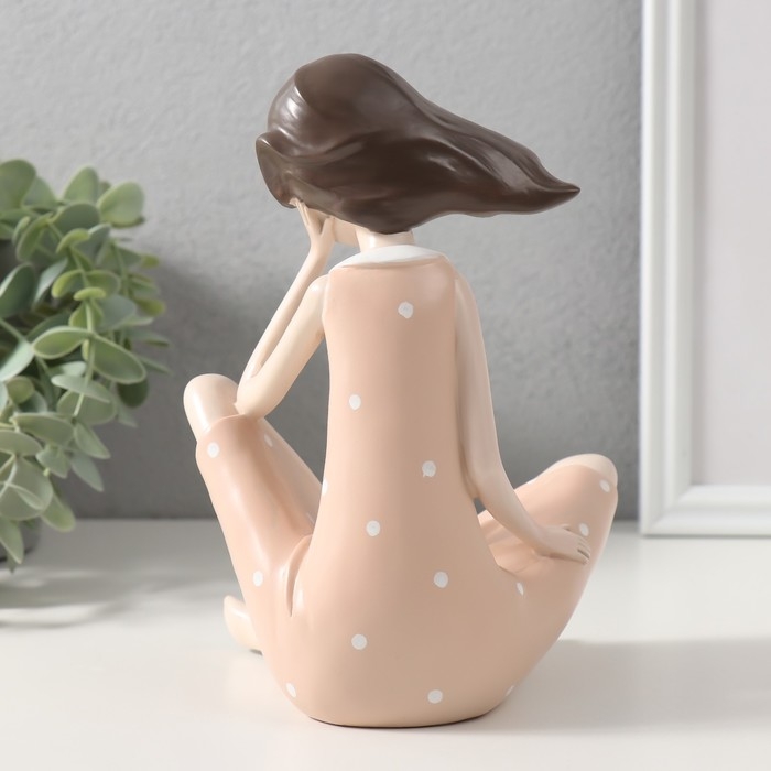 Сувенир полистоун Сувенир полистоун "Малышка в персиковом платье в горошек" 14х11,5х19 см