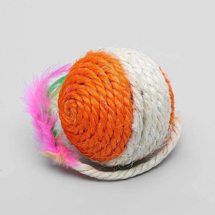 Шар из сизали с перьями  Шар из сизали с перьями "Лоретта", 6.5 см, микс цветов