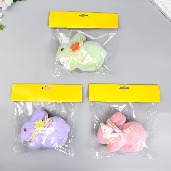 Декор пасхальный Декор пасхальный "Кролик с ленточкой и цветком на шее" МИКС 13 см