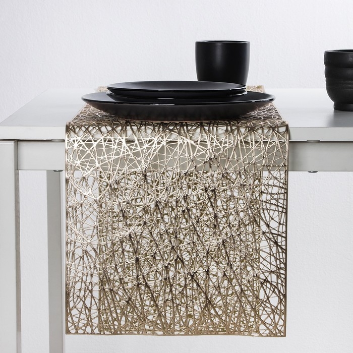 Дорожка на стол Доляна «Паутинка», 30×150 см, цвет золотой Дорожка на стол Доляна «Паутинка», 30×150 см, цвет золотой