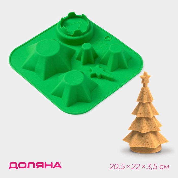 Форма для выпечки новогодняя Доляна «Новогодний набор», силикон, 20,5×22×3,5 см, 6 ячеек, цвет зелёный Форма для выпечки новогодняя Доляна «Новогодний набор», силикон, 20,5×22×3,5 см, 6 ячеек, цвет зелёный