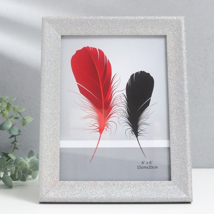 Фоторамка пластик 15х20 см Фоторамка пластик 15х20 см "Блёстки серебро" 24х19 см