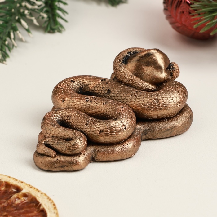 Новый год. Символ 2025. Фигура  Новый год. Символ 2025. Фигура "Змея в колпаке" бронза, 8,5 х 6 х 3 см