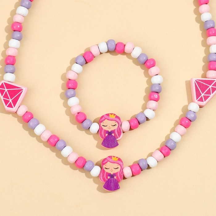Бижутерия «Princess» набор для девочек: браслет и бусы, 7 х 9 см Бижутерия «Princess» набор для девочек: браслет и бусы, 7 х 9 см