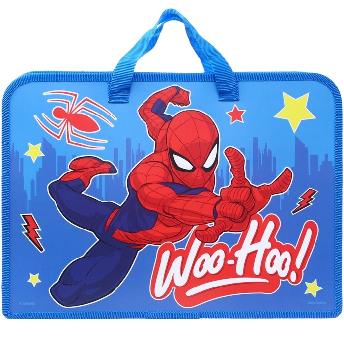 Папка пластиковая с ручками А4, на молнии, 80х330х240 мм, Человек-паук Папка пластиковая с ручками А4, на молнии, 80х330х240 мм, Человек-паук