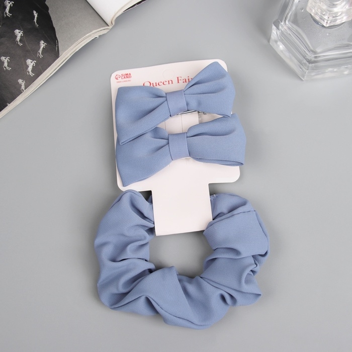 Набор для волос Набор для волос "Фелиция" (резинка 7 см, 2 зажима 6,5 см) стиль, синий