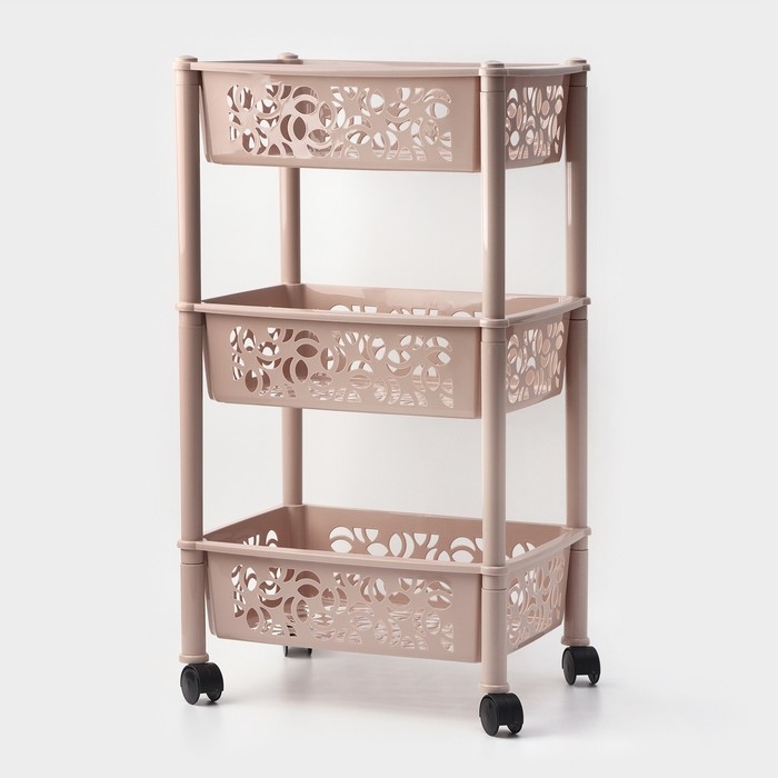 Этажерка напольная 3-х секционная Prima, на колёсиках, цвет МИКС Этажерка напольная 3-х секционная Prima, на колёсиках, цвет МИКС